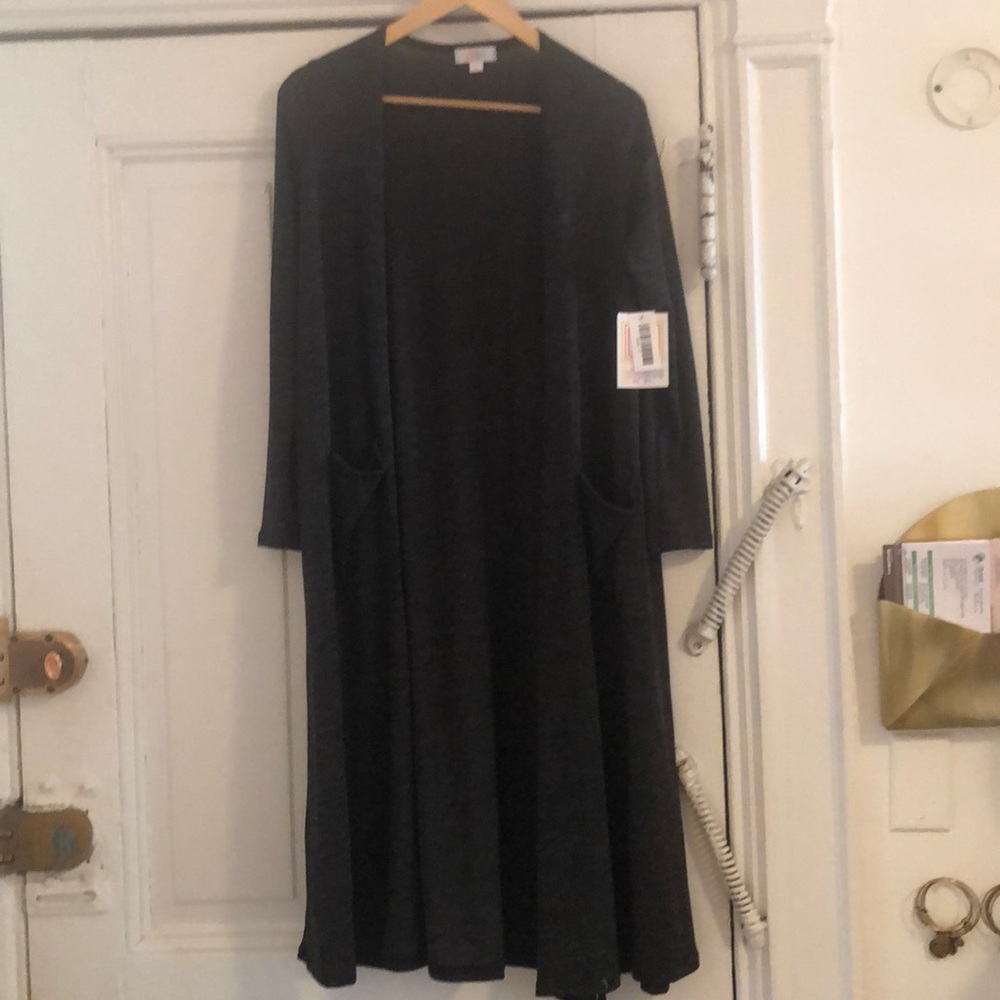 Grey and black duster sweater